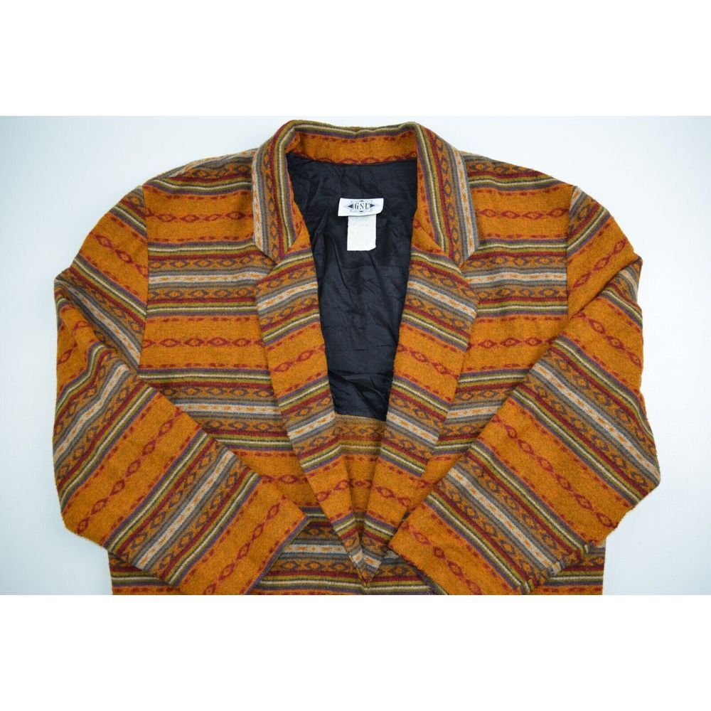 GSL‎ Vintage Blazer Women's M Southwestern Aztec Wool Blend USA - Picture 6 of 16